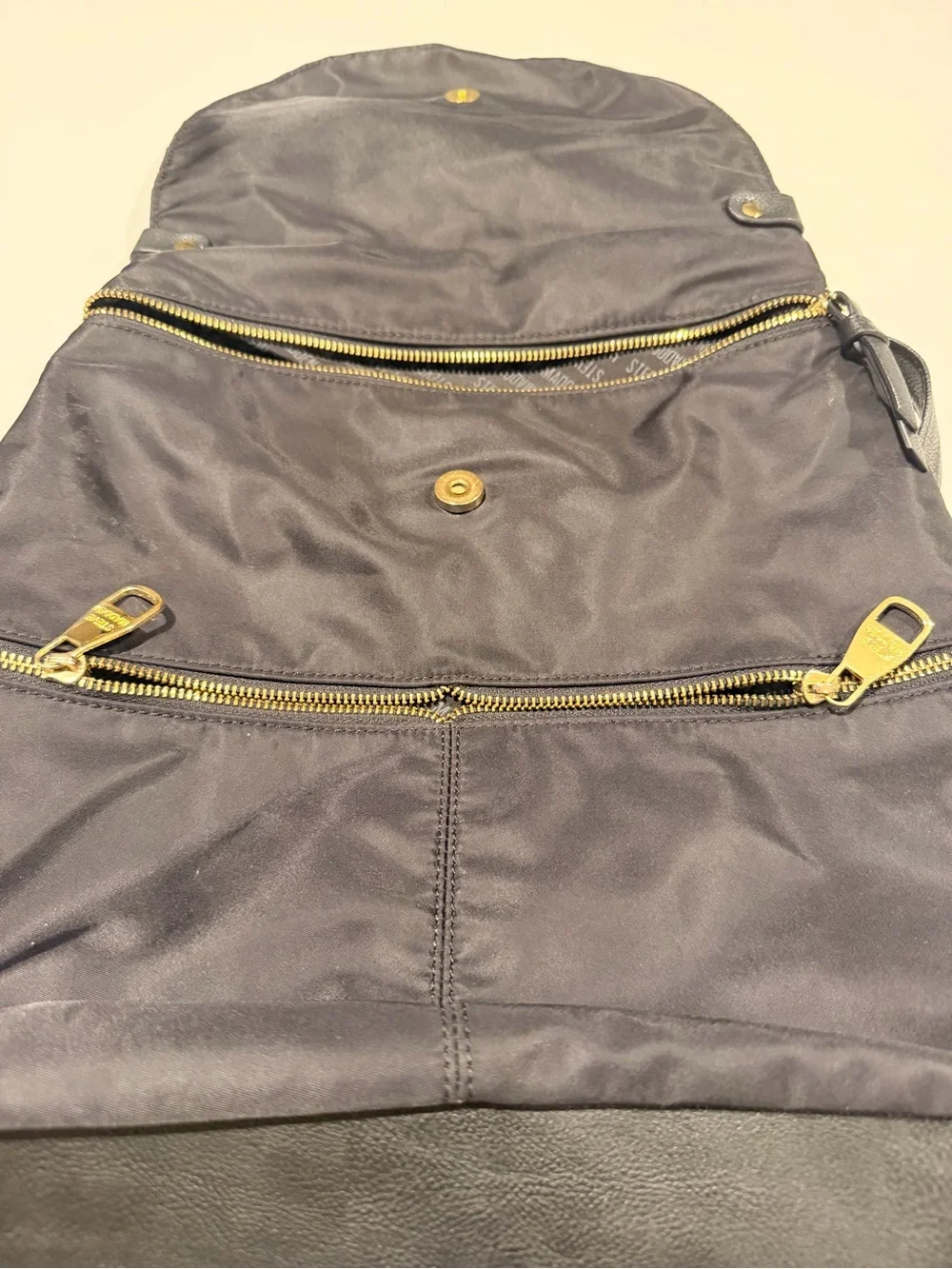 Steve Madden Bspencer Black Nylon Flap Backpack - Gold Hardware